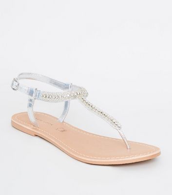 Silver flat best sale sandals new look