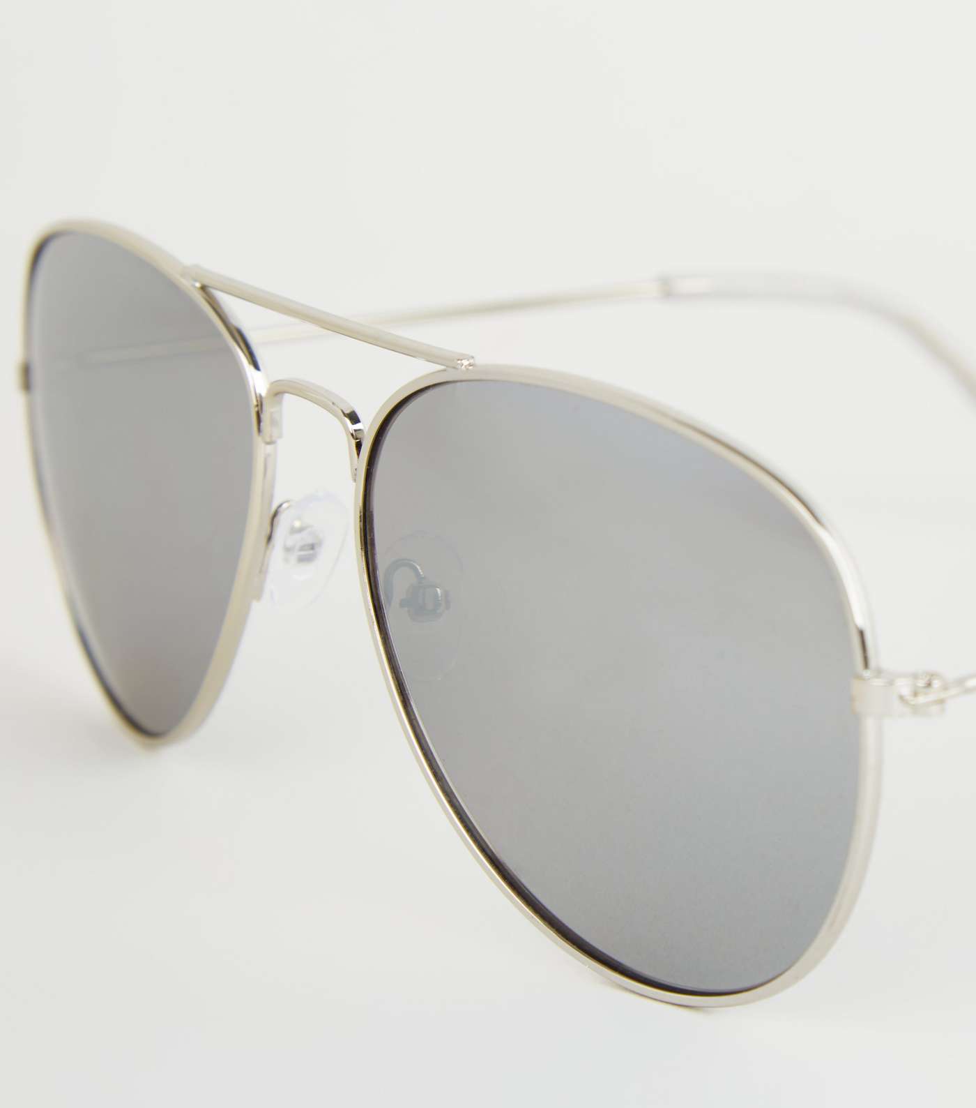 Silver Mirrored Lens Pilot Sunglasses  Image 4