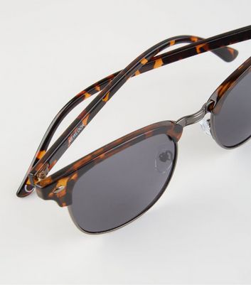 Image of Brown Faux Tortoiseshell Retro Square Sunglasses New Look