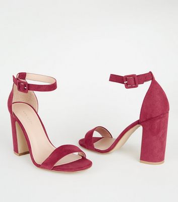 deep red block heels
