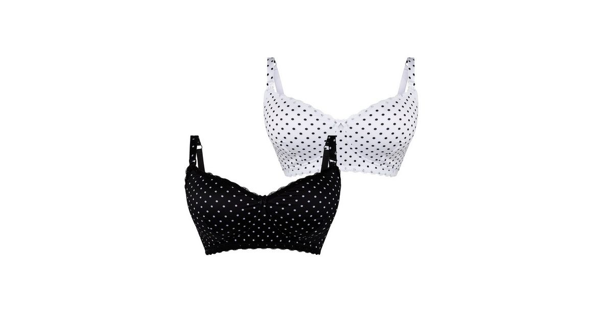 Maternity 2 Pack Black Spot Print Nursing Bras New Look