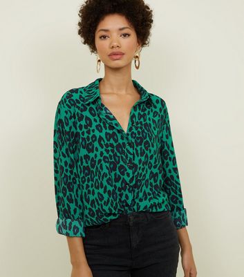 green pattern shirt