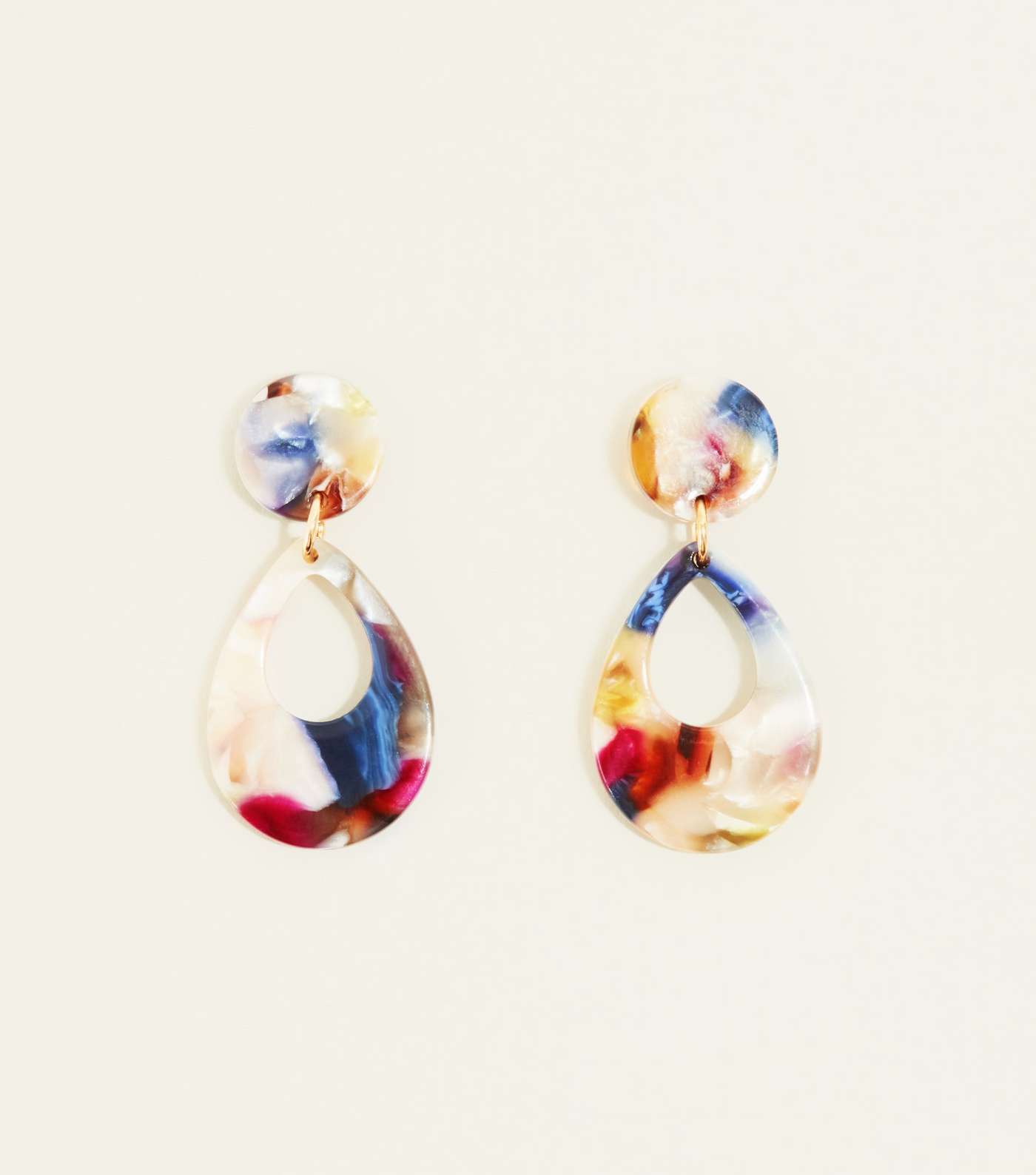 Multicoloured Marble Effect Teardrop Earrings