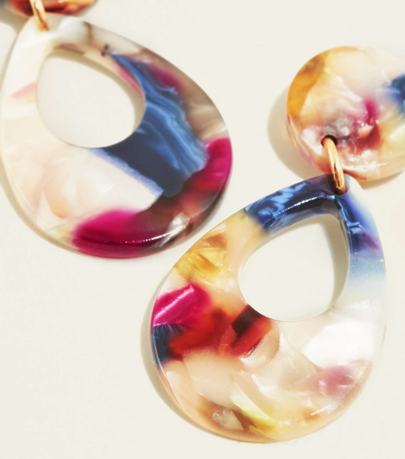 Multicoloured Marble Effect Teardrop Earrings Image 3