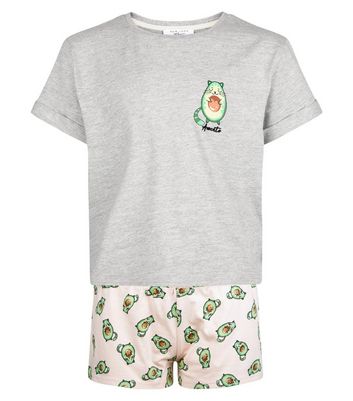 Girls Pink Avocado Cat Pyjama Set New Look