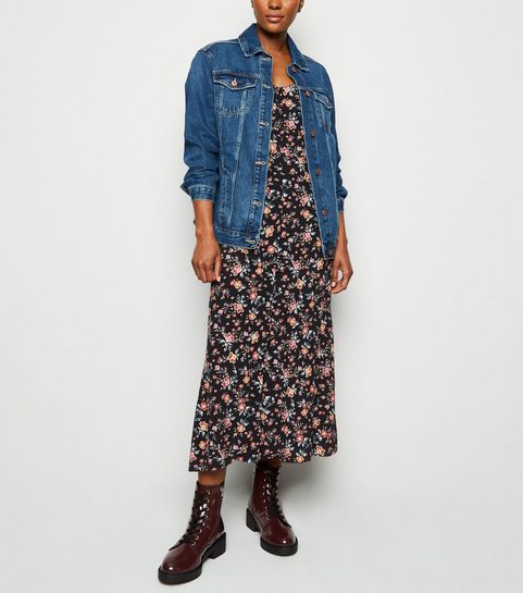 Veste bleue oversize en jean boutonnée 