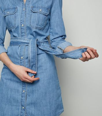 pale blue shirt dress