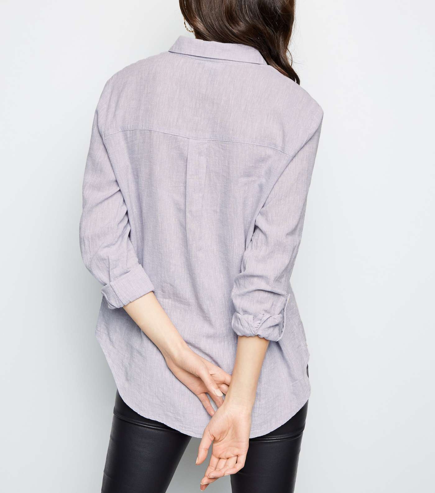 Grey Linen Blend Pocket Front Shirt Image 3