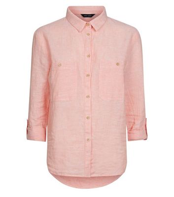 new look pink linen shirt