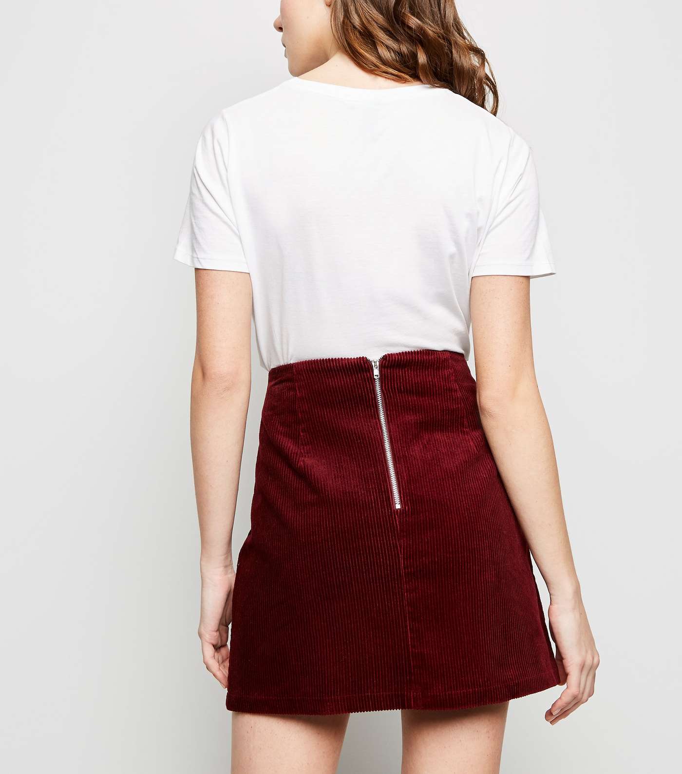 Burgundy Welt Pocket Corduroy Skirt  Image 3