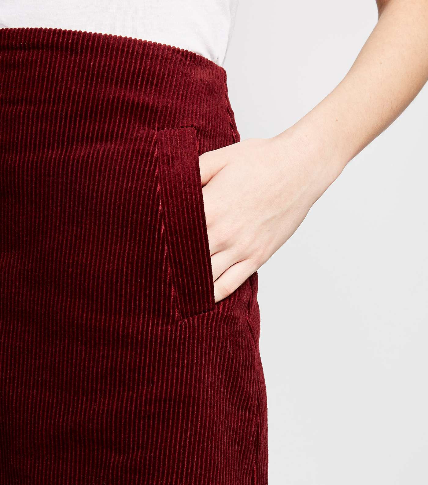 Burgundy Welt Pocket Corduroy Skirt  Image 5