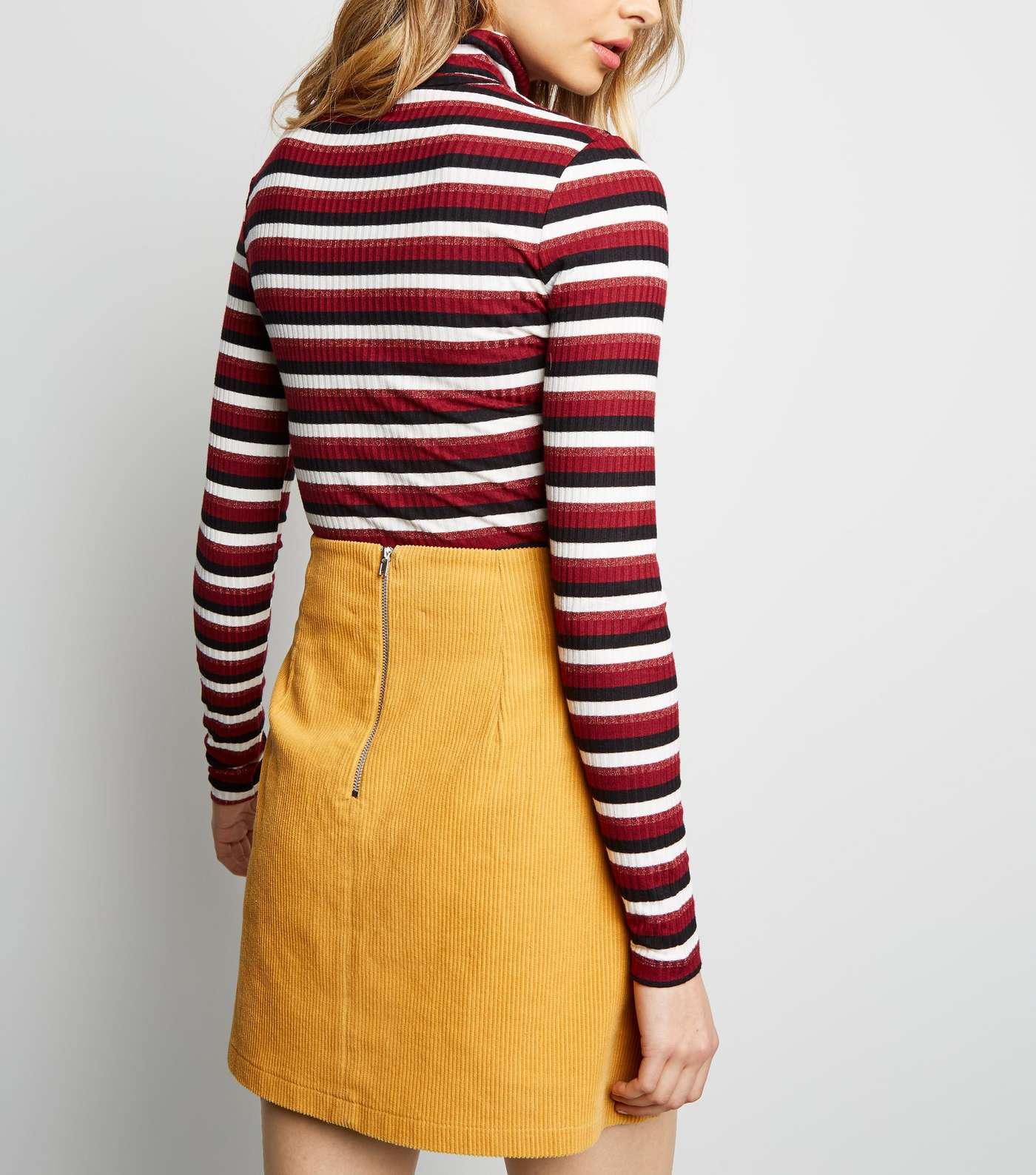 Yellow Welt Pocket Corduroy Skirt  Image 3