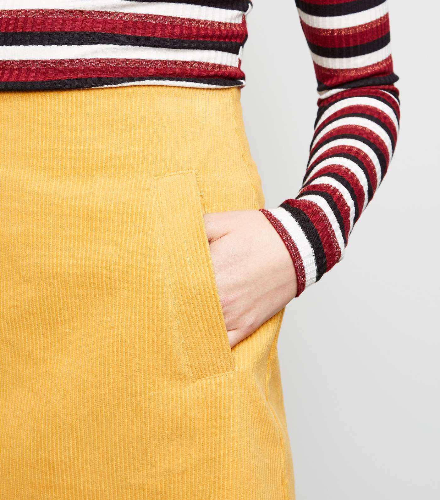 Yellow Welt Pocket Corduroy Skirt  Image 5