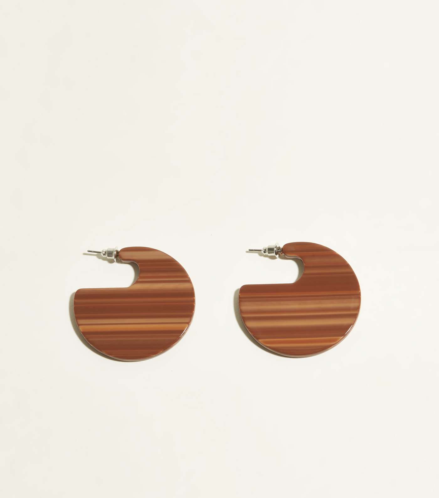 Rust Stripe Acrylic Disc Earrings