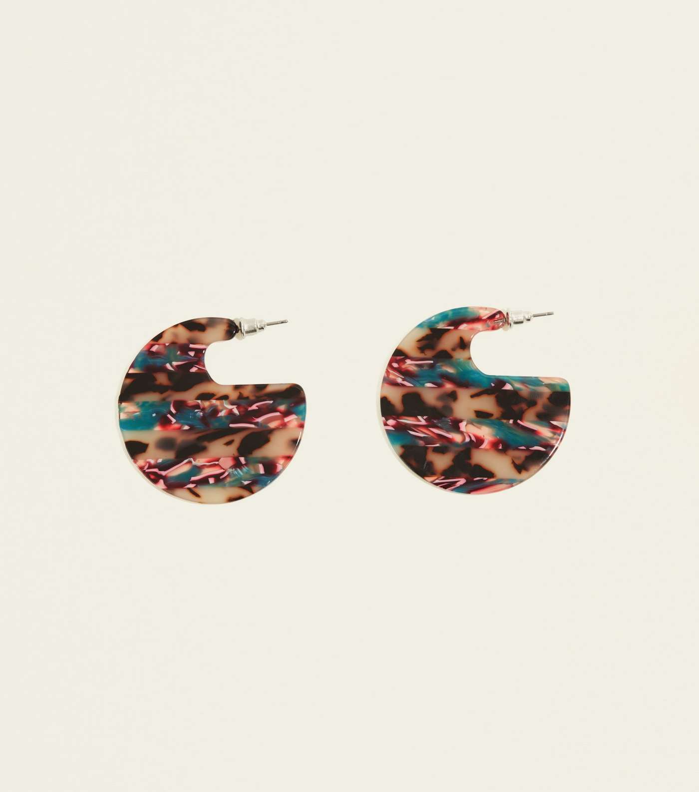 Multicoloured Stripe Acrylic Disc Earrings