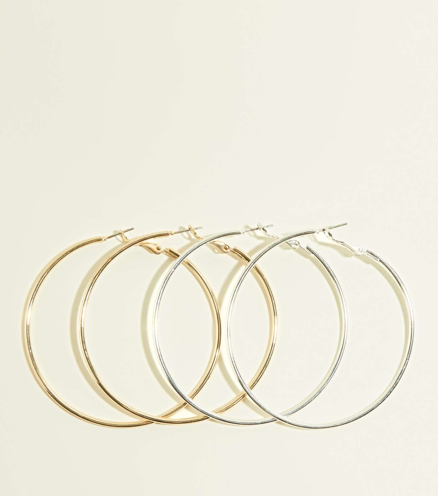 2 Pack Gold and Silver 60mm Hoop Earrings