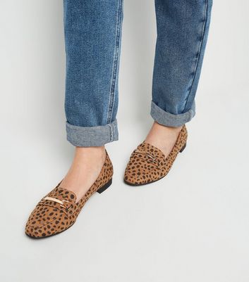 Leopard print loafers hot sale new look