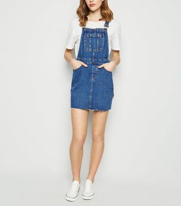 new look denim dungaree dress