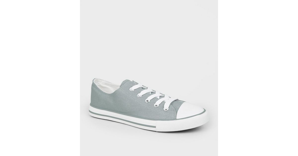 Grey Canvas Lace Up Trainers New Look