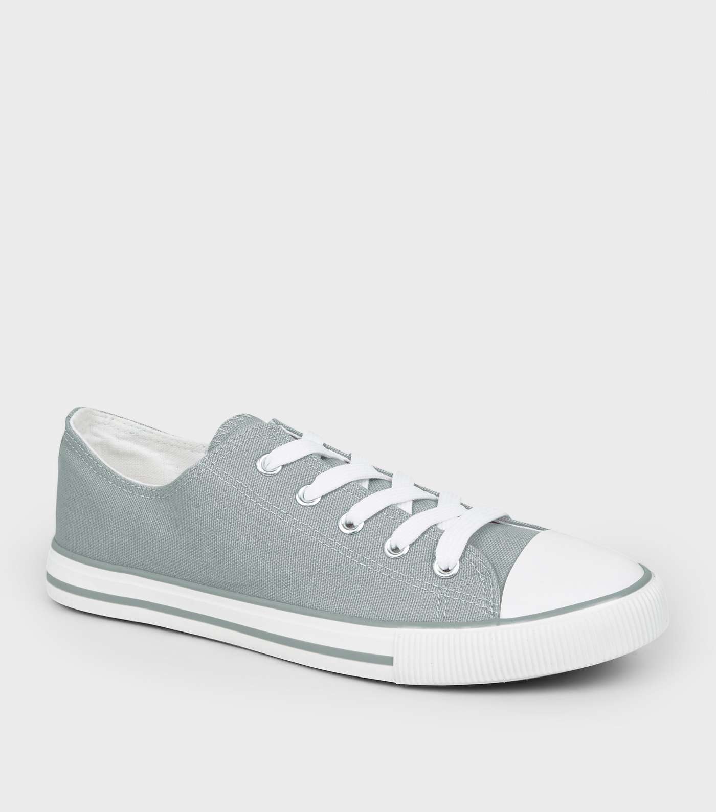 Grey Canvas Lace Up Trainers 