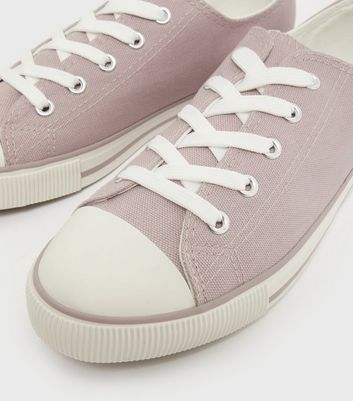 Lilac Canvas Lace Up Trainers New Look