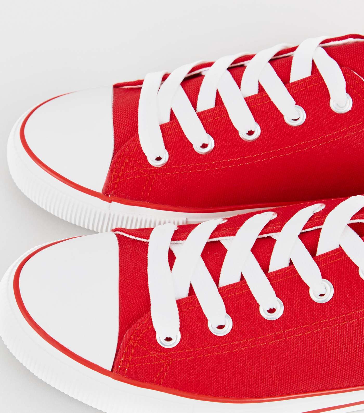 Red Canvas Lace Up Trainers  Image 4