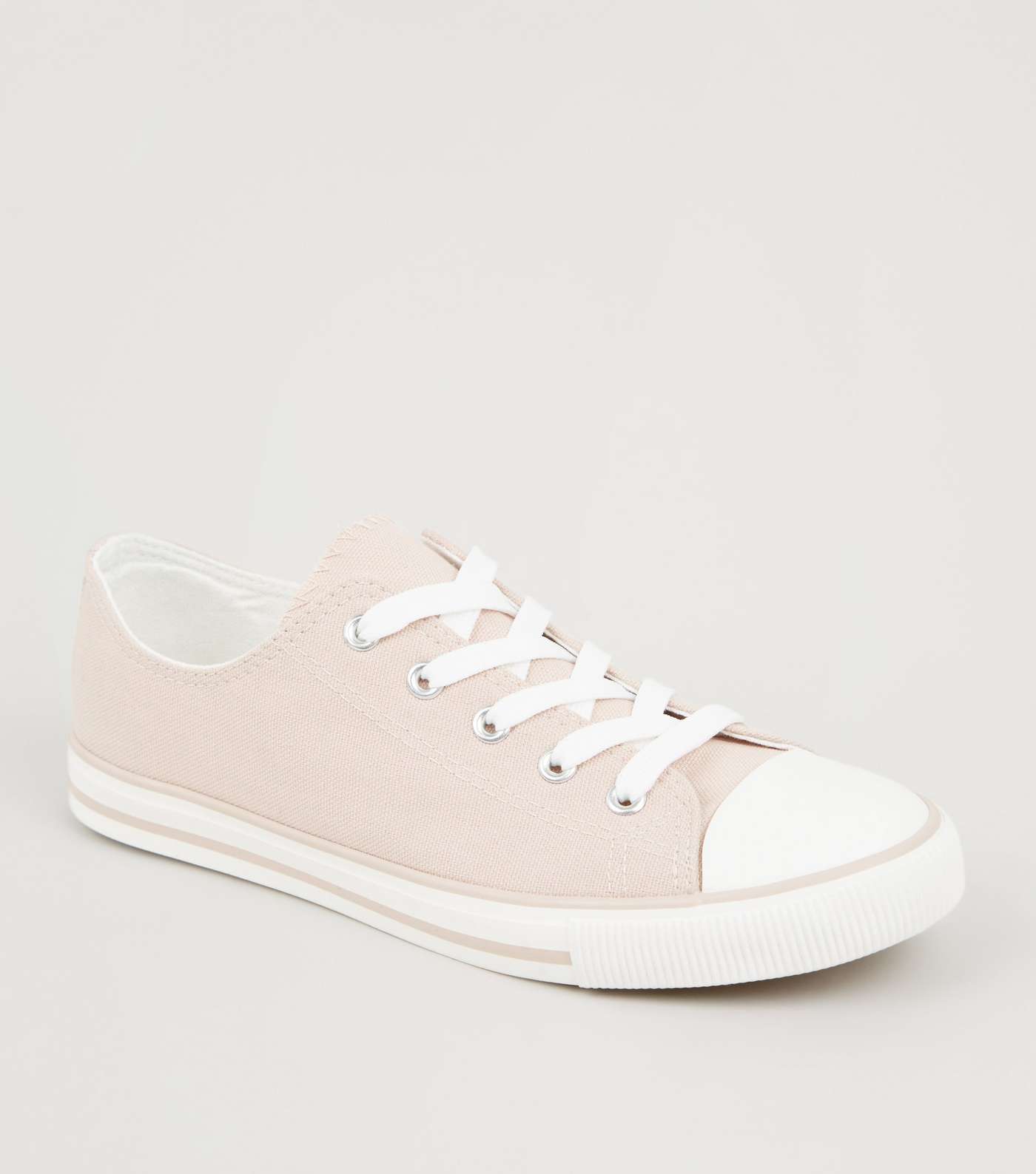 Pink Canvas Lace Up Trainers 