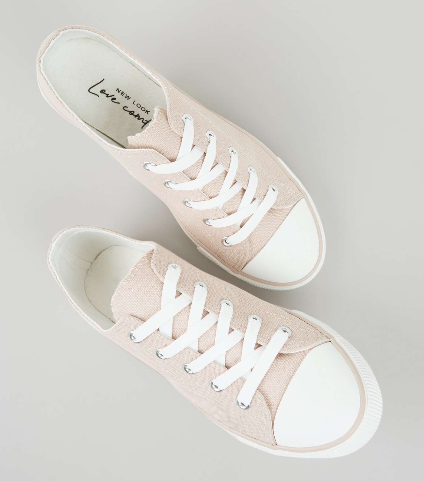 Pink Canvas Lace Up Trainers  Image 3