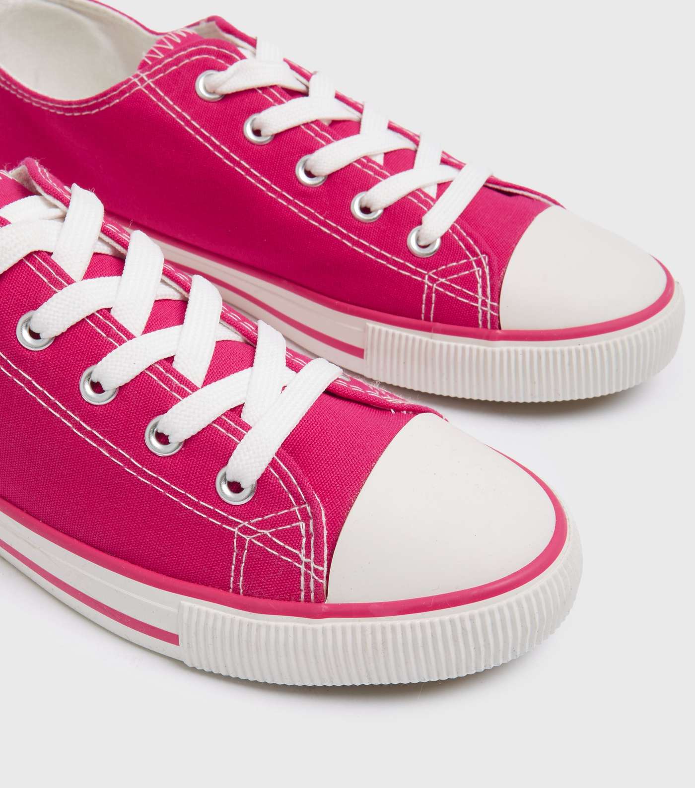 Bright Pink Canvas Lace Up Trainers  Image 4