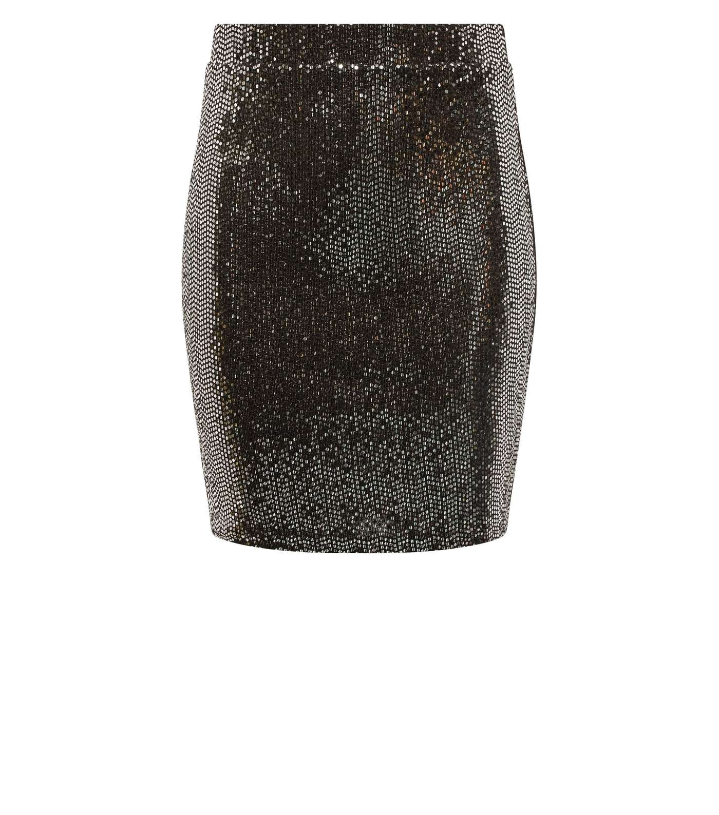 Girls Black Mirrored Sequin Tube Skirt  Image 4