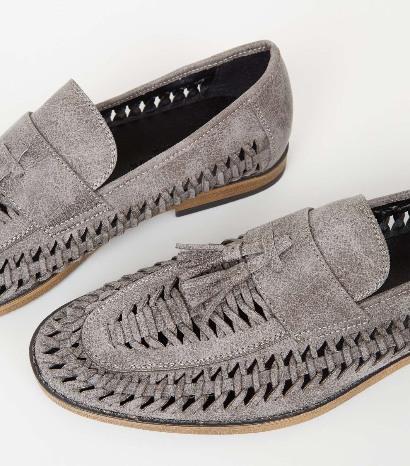 Grey Woven Tassel Front Loafers Image 3