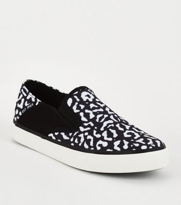 black leopard slip on shoes