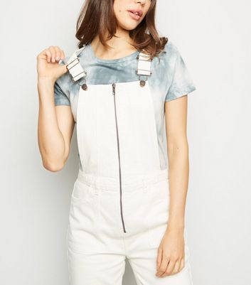 Off White Zip Front Denim Dungarees 