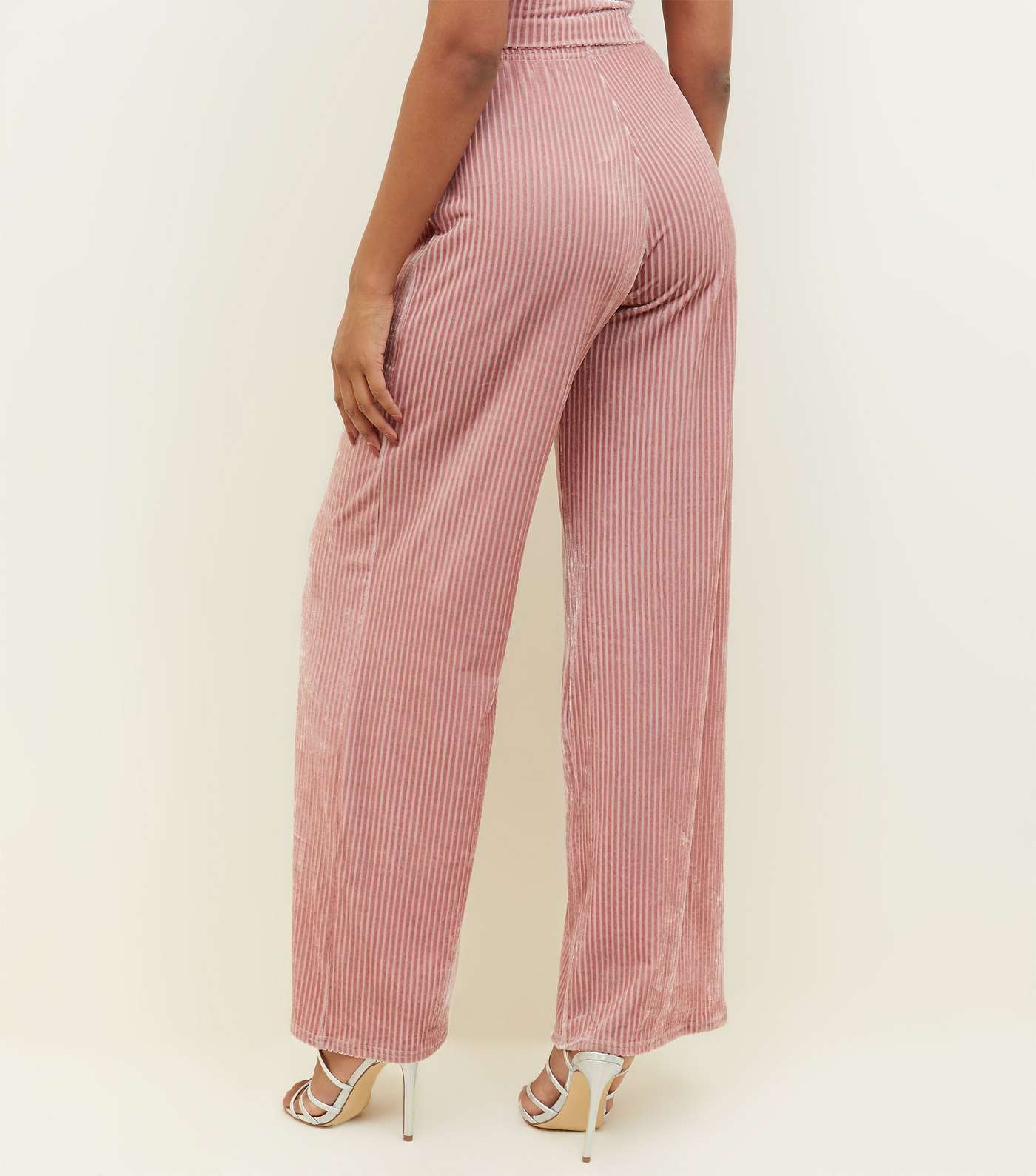 Pink Ribbed Velvet Trousers  Image 3