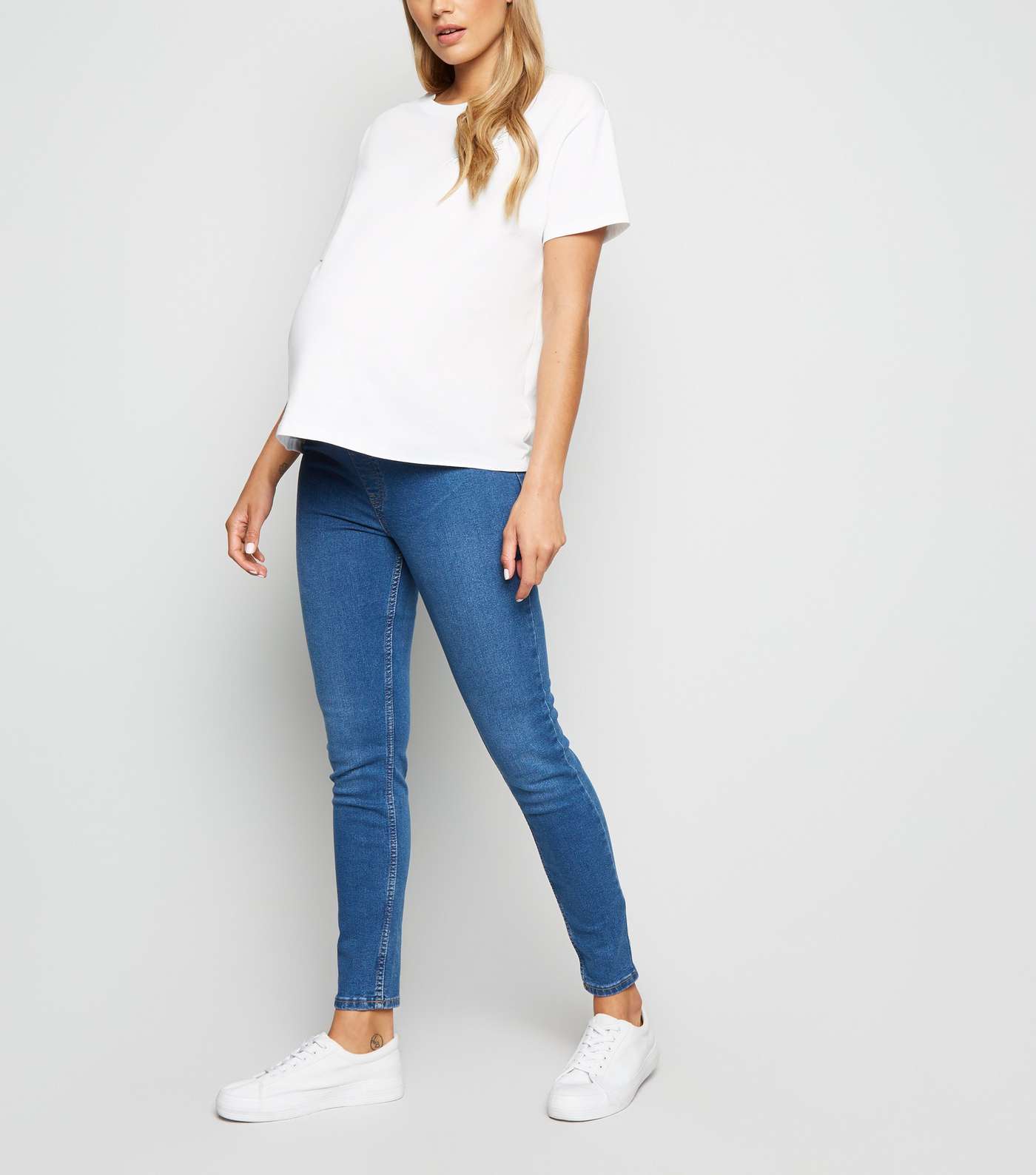 Maternity Blue Mid Wash Under Bump Jeggings