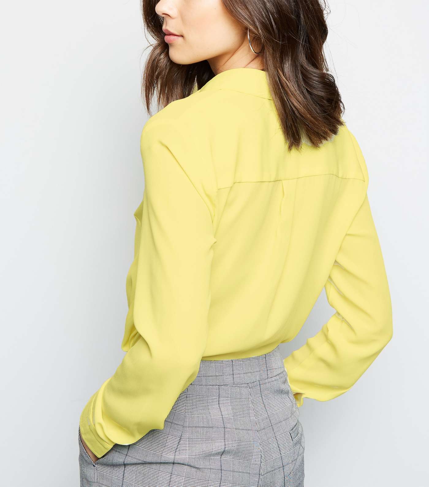Yellow Crepe Long Sleeve Shirt  Image 3