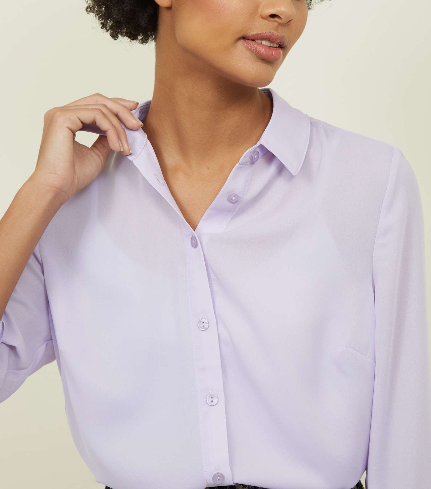 Lilac Crepe Long Sleeve Shirt  Image 5