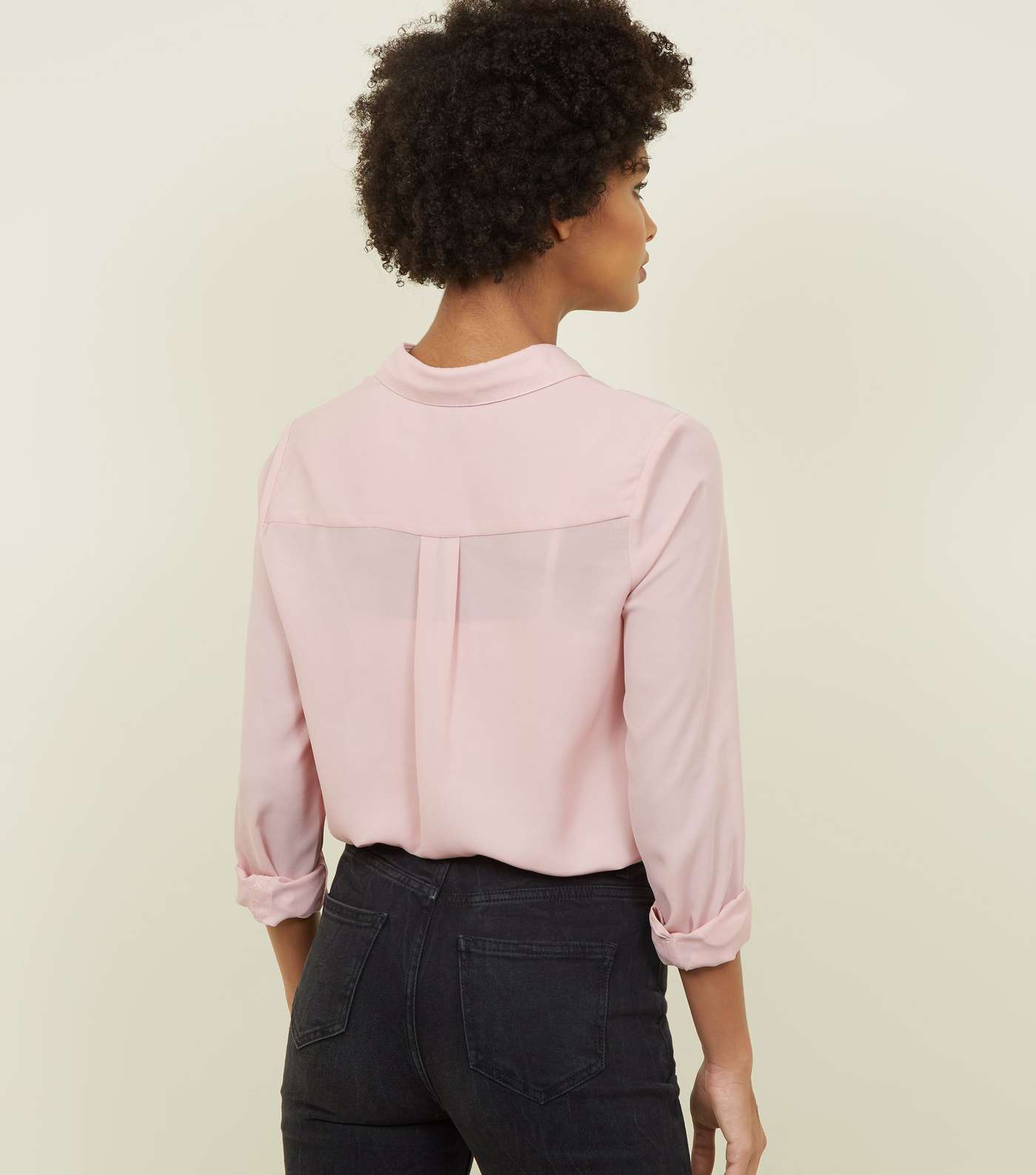 Pale Pink Crepe Long Sleeve Shirt  Image 3