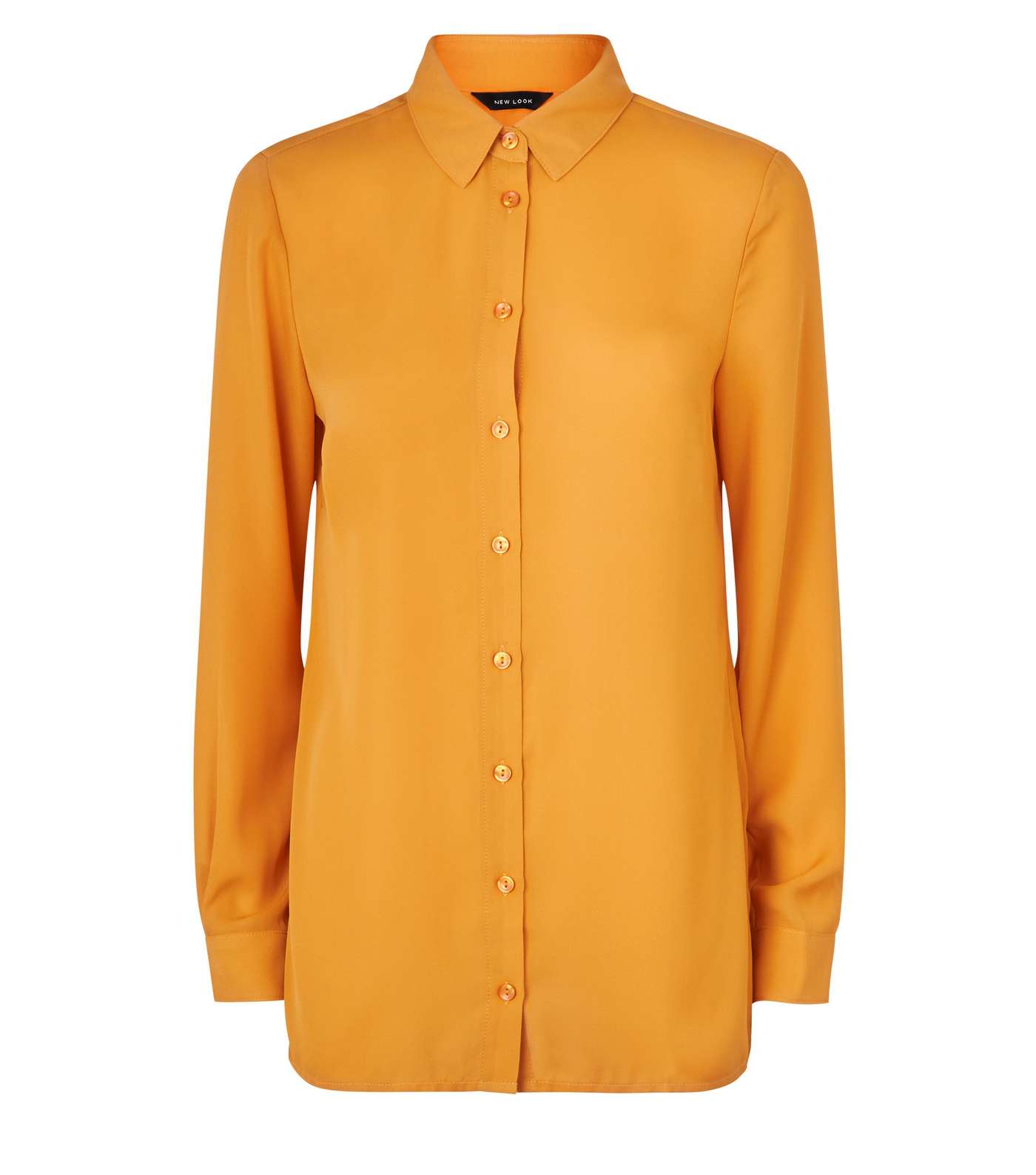Bright Orange Crepe Long Sleeve Shirt  Image 4
