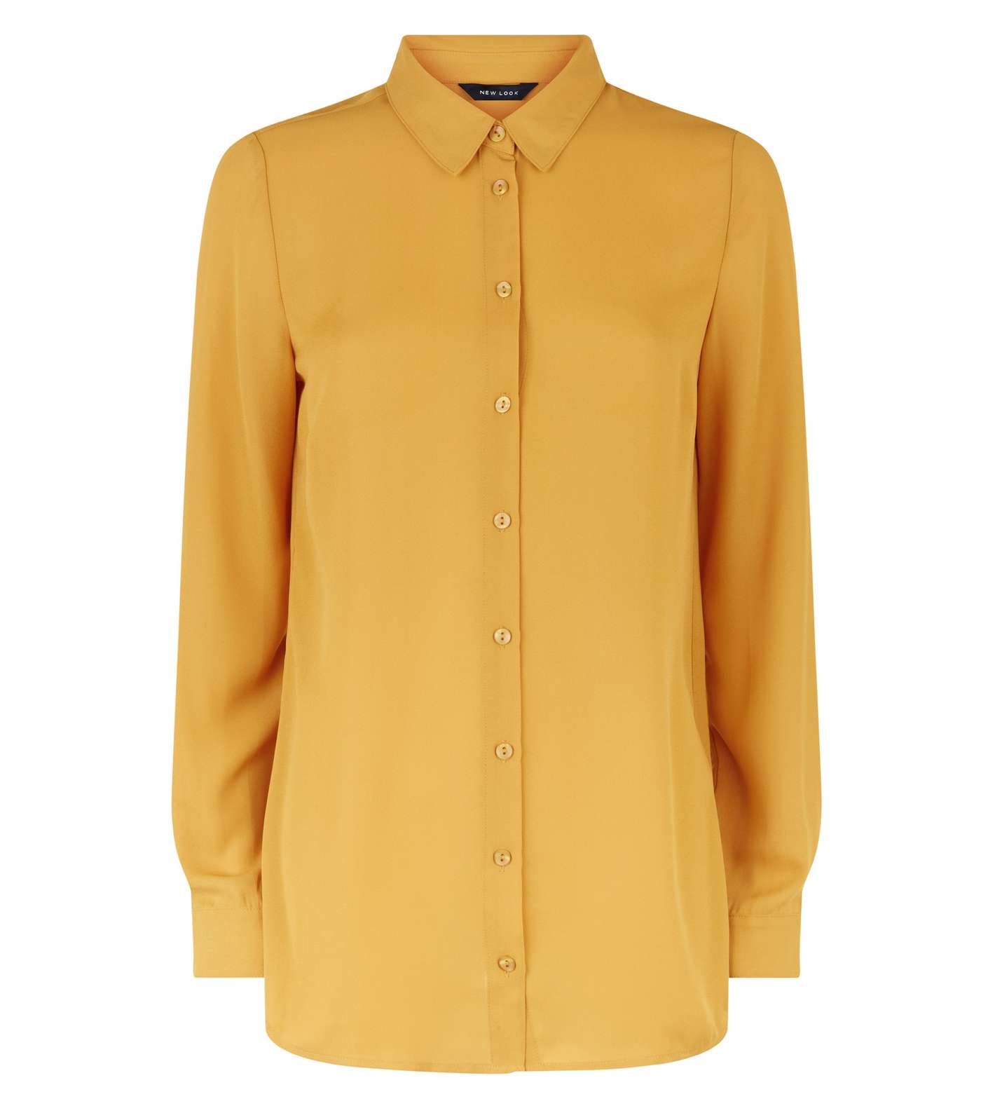 Mustard Crepe Long Sleeve Shirt Image 4
