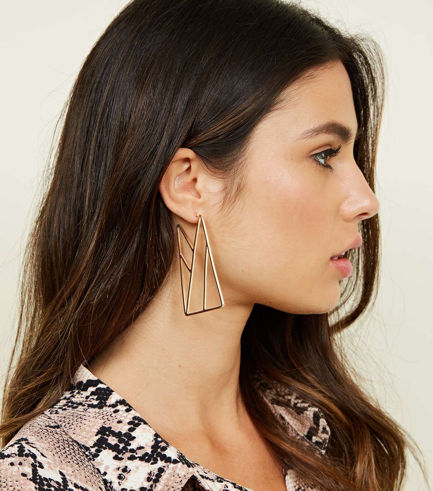 Gold Geometric Hoop Earrings Image 2