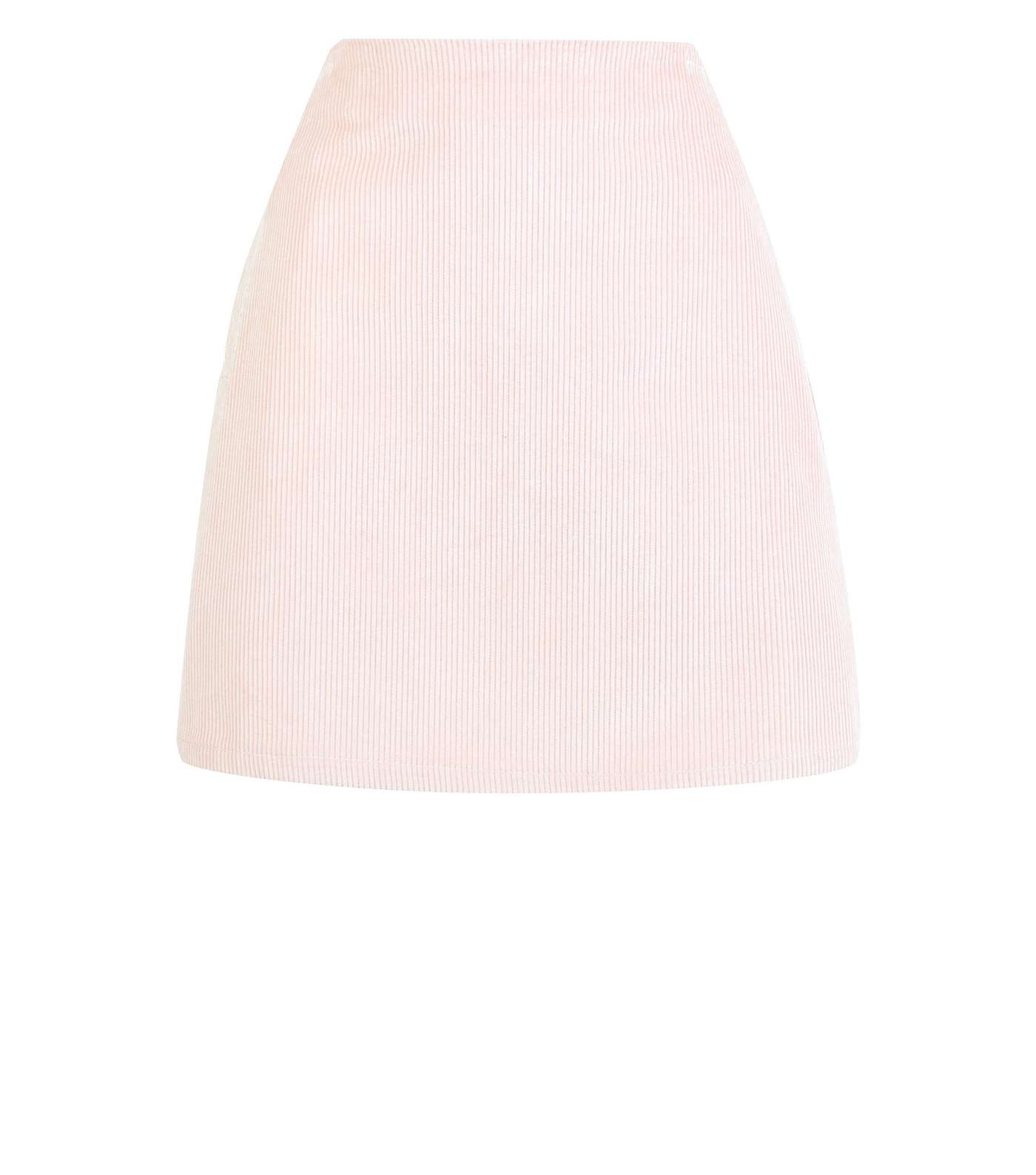 Pale Pink Corduroy Pocket Side Mini Skirt Image 4