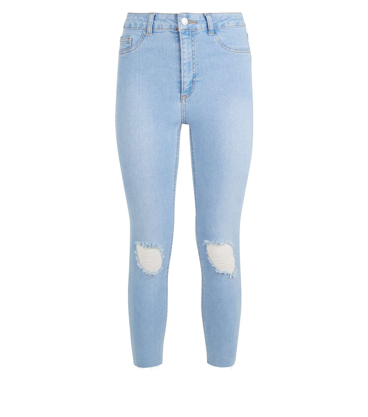 Petite Bright Blue Ripped Skinny Jeans  Image 4