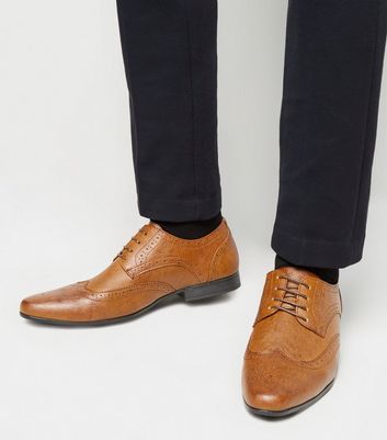 Tan Leather-Look Lace Up Brogues | New Look
