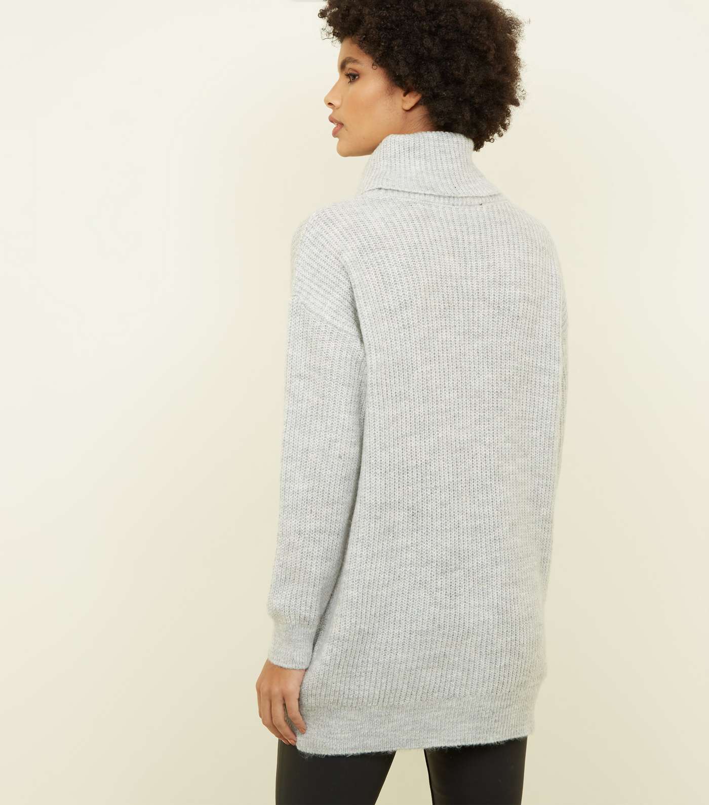 Pale Grey Roll Neck Slouchy Jumper Image 3