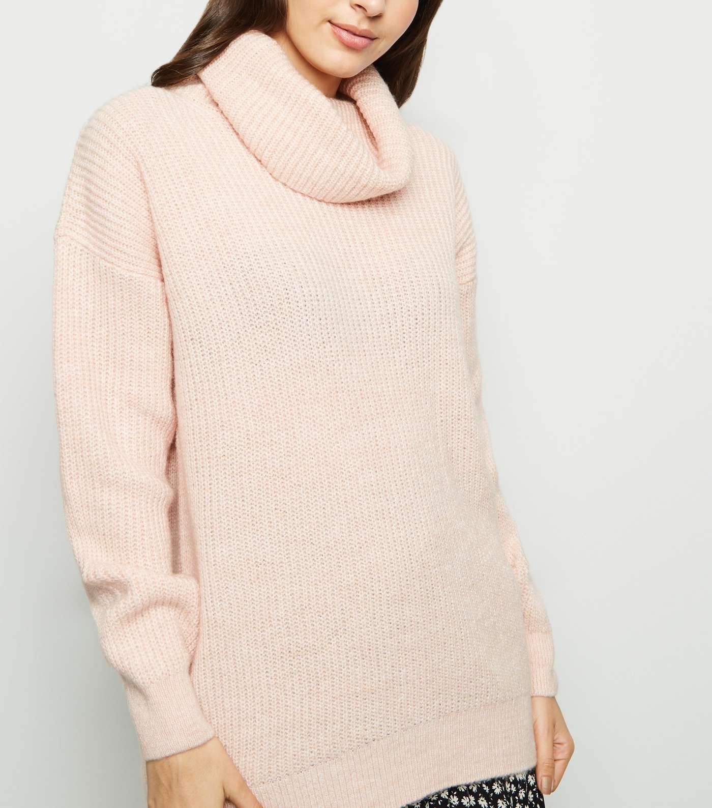 Pale Pink Roll Neck Slouchy Jumper