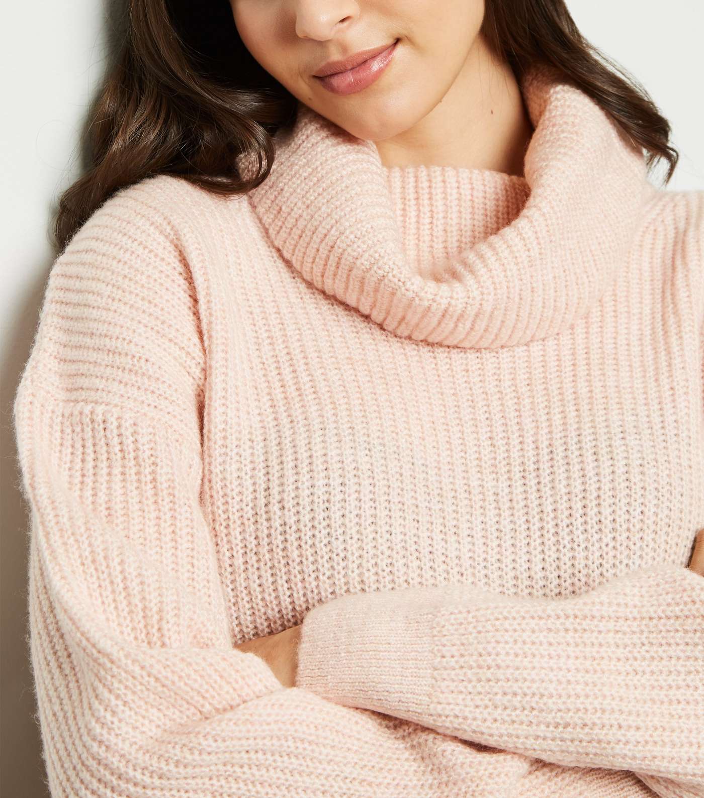 Pale Pink Roll Neck Slouchy Jumper Image 5