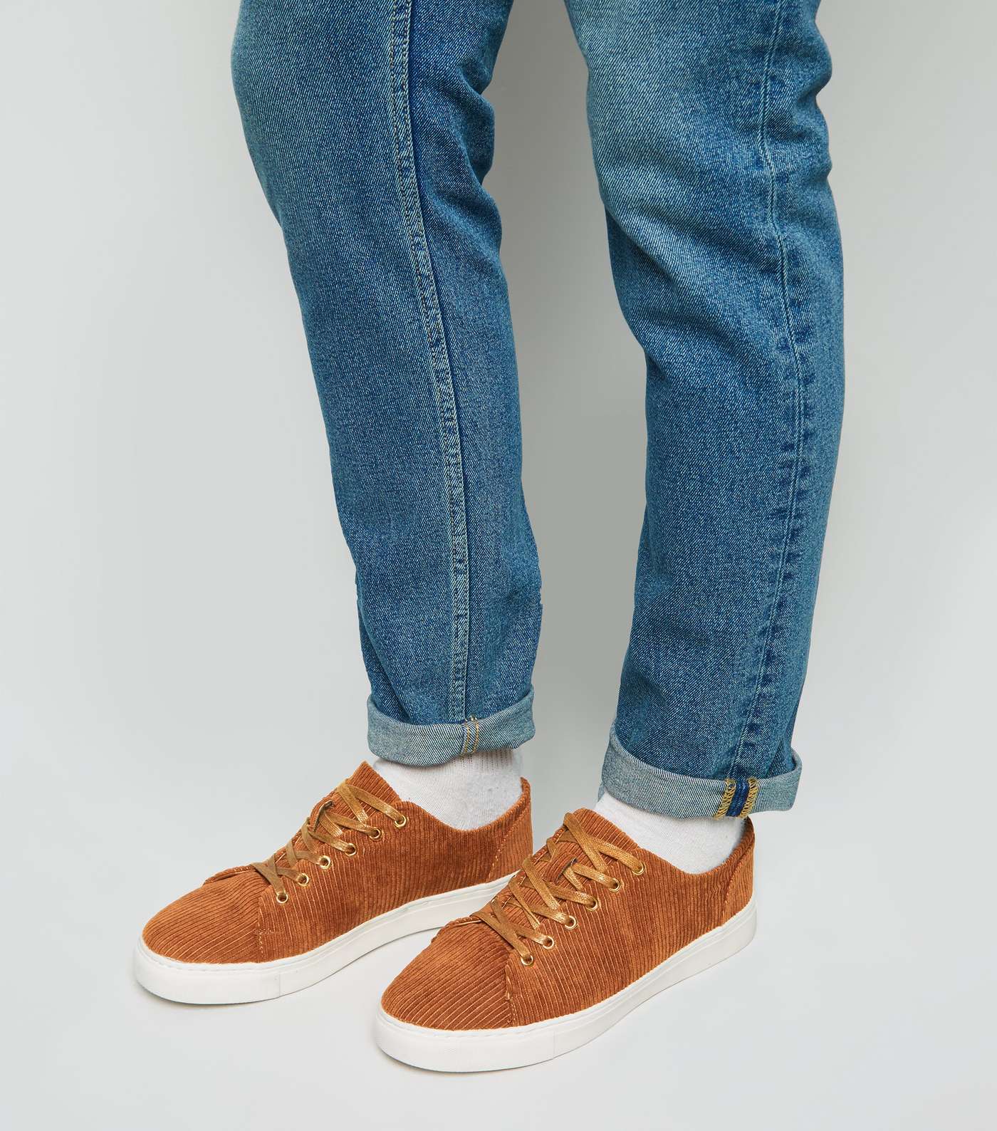 Rust Corduroy Lace Up Trainers