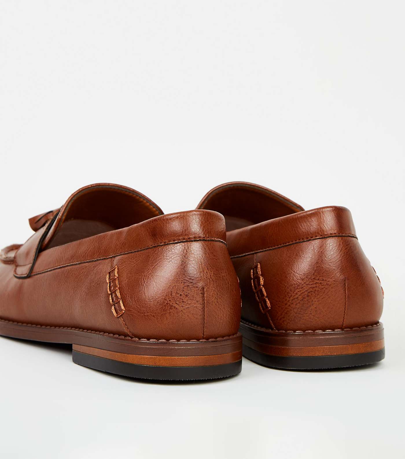 Tan Leather-Look Tassel Trim Loafers Image 4