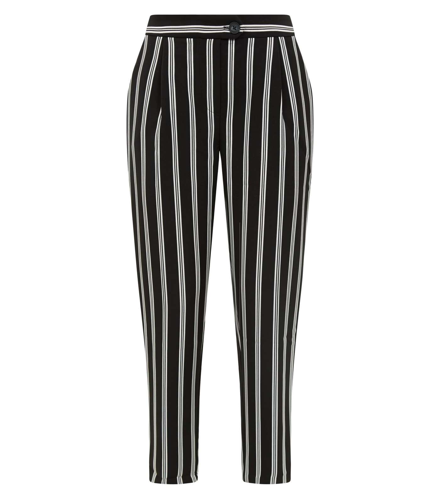 Black Stripe Pull-On Tapered Trousers Image 4
